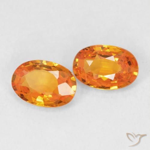 Pedras preciosas de Safira âmbar laranja natural de 1.20 ct, oval, VVS-VS