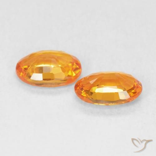 Pedras preciosas de Safira âmbar laranja natural de 1.20 ct, oval, VVS-VS