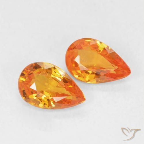 Pedras preciosas de Safira Laranja brilhante natural de 0.90 ct, Formato de pêra, VVS-VS