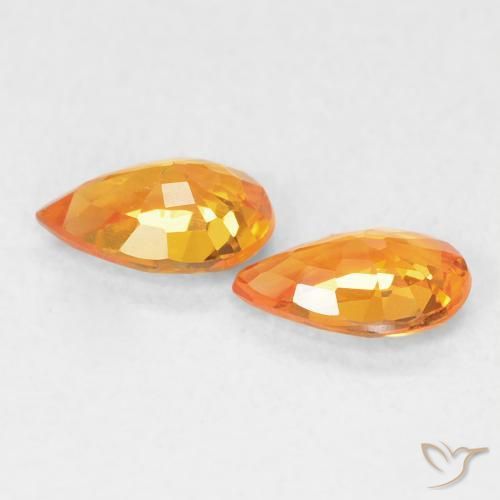 Pedras preciosas de Safira Laranja brilhante natural de 0.90 ct, Formato de pêra, VVS-VS