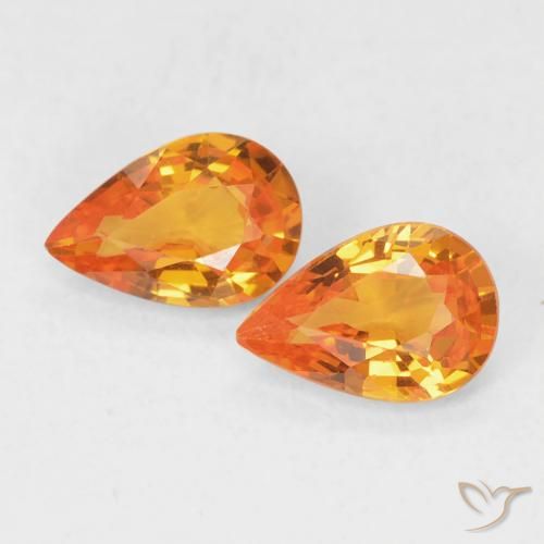 0.97ctw Natural âmbar laranja Safira, Formato de pêra, VVS-VS