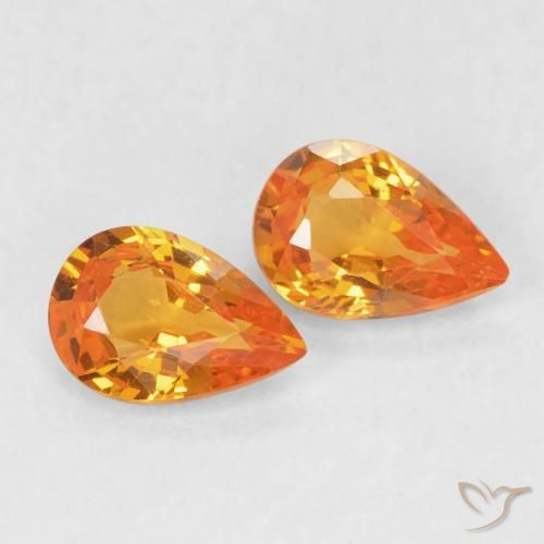 Pedras preciosas de Safira âmbar laranja natural de 0.97 ct, Formato de pêra, VVS-VS