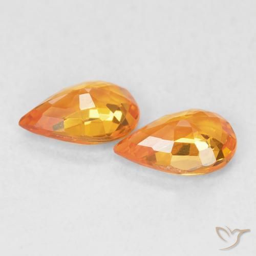 Pedras preciosas de Safira âmbar laranja natural de 0.97 ct, Formato de pêra, VVS-VS