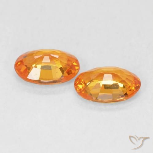 Pedras preciosas de Safira âmbar laranja natural de 1.02 ct, oval, VVS-VS