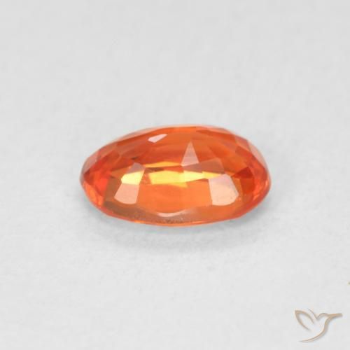 Safira fogo laranja Natural 0.68ct, oval, VVS-VS