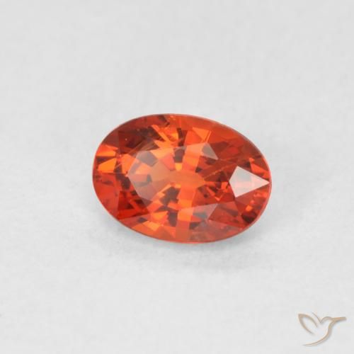 Safira laranja avermelhado Natural 0.59ct, oval, VVS-VS