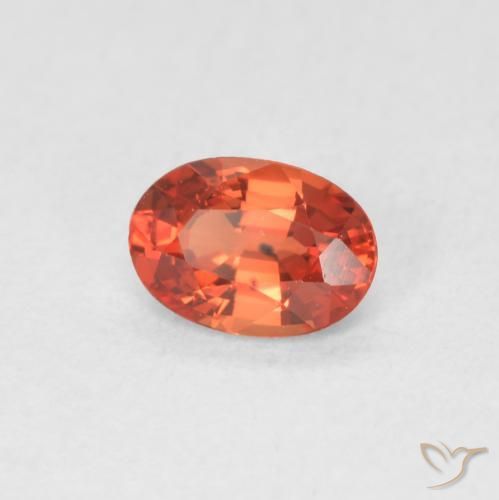 Safira laranja avermelhado Natural 0.54ct, oval, VVS-VS