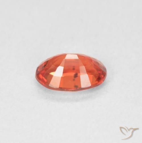 Safira laranja avermelhado Natural 0.54ct, oval, VVS-VS