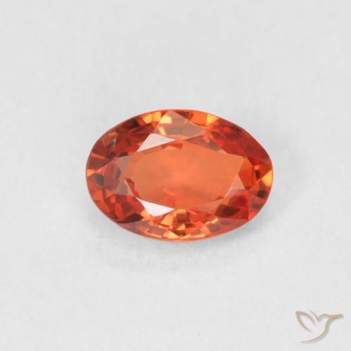 0.60ct Natural laranja avermelhado Safira, oval, VVS-VS