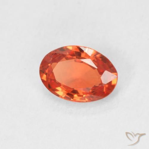 Safira laranja avermelhado Natural 0.60ct, oval, VVS-VS