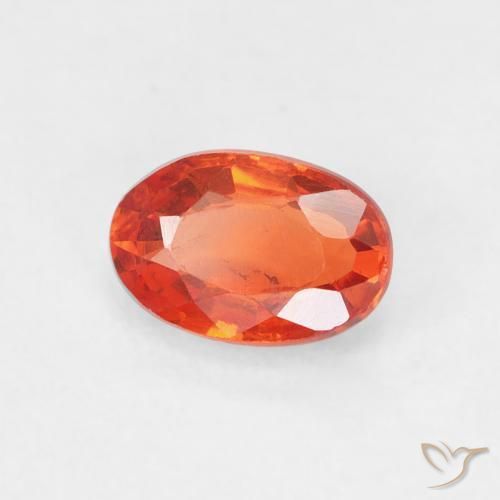 Safira laranja avermelhado Natural 0.69ct, oval, VS