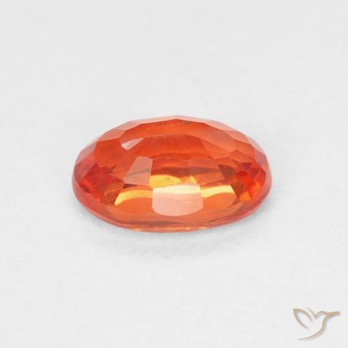 Safira laranja avermelhado Natural 0.69ct, oval, VS