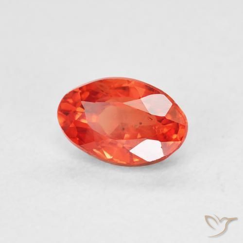 Safira laranja avermelhado Natural 0.68ct, oval, VS