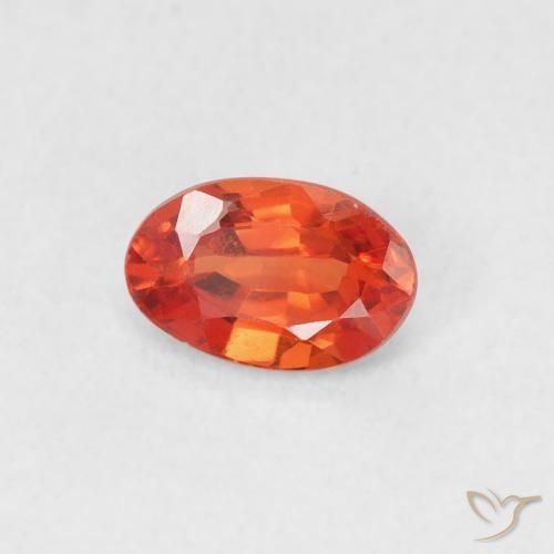 Safira laranja avermelhado Natural 0.54ct, oval, VVS-VS