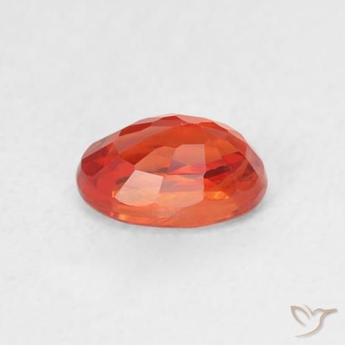 Safira laranja avermelhado Natural 0.76ct, oval, VS