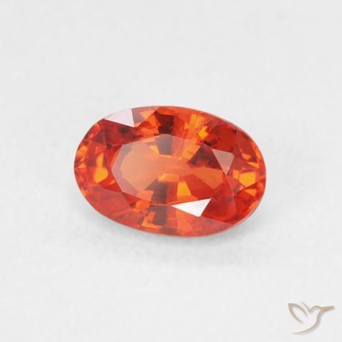 Safira fogo laranja Natural 0.72ct, oval, VS