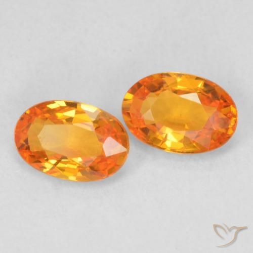 Pedras preciosas de Safira Laranja brilhante natural de 1.08 ct, oval, VVS