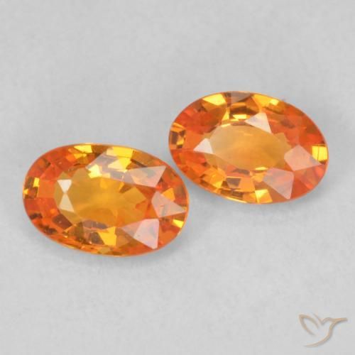 Pedras preciosas de Safira Laranja brilhante natural de 1.07 ct, oval, VVS