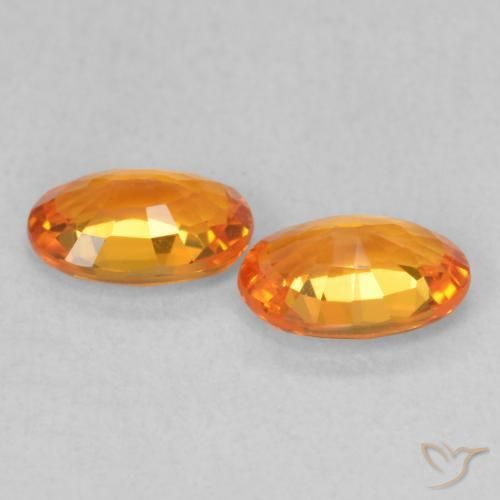 Pedras preciosas de Safira Laranja brilhante natural de 1.08 ct, oval, VVS