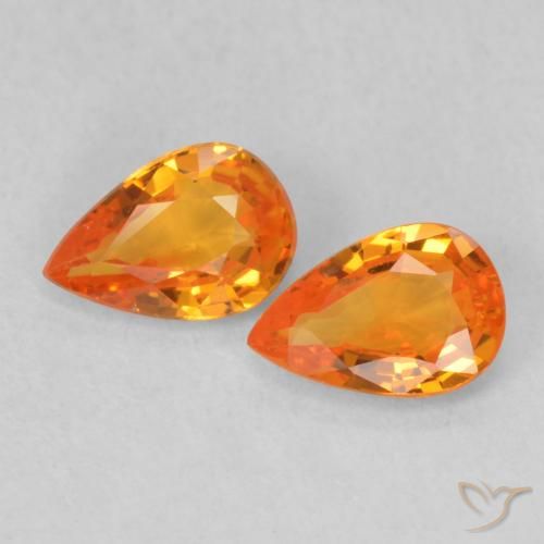 0.96ctw Natural Laranja brilhante Safira, Formato de pêra, VS