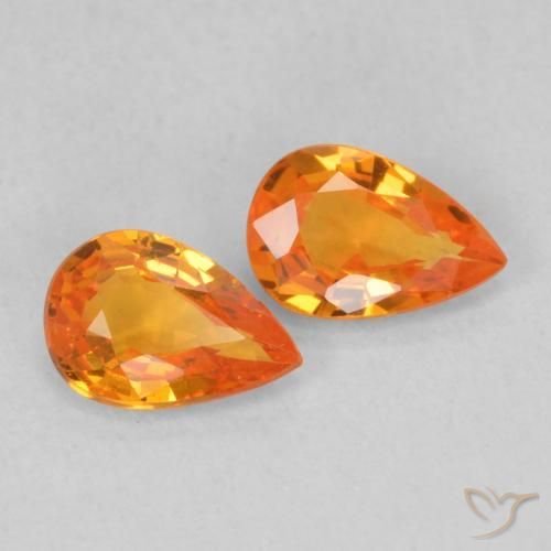 Pedras preciosas de Safira Laranja brilhante natural de 0.96 ct, Formato de pêra, VS