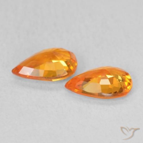 Pedras preciosas de Safira Laranja brilhante natural de 0.96 ct, Formato de pêra, VS