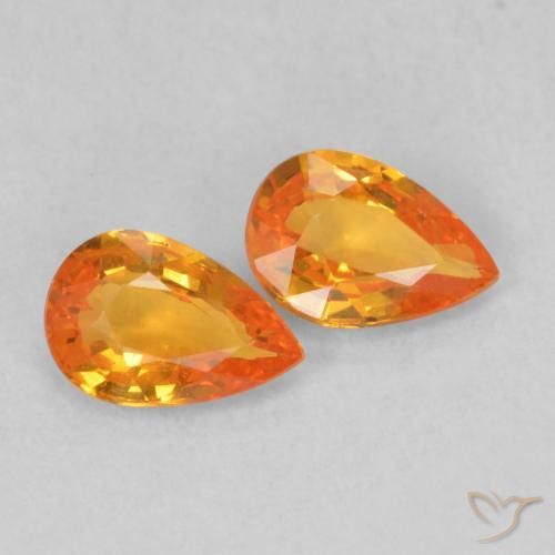 Pedras preciosas de Safira Laranja brilhante natural de 0.96 ct, Formato de pêra, VS
