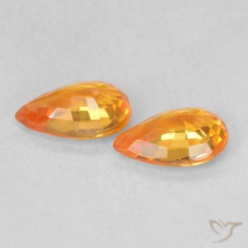 Pedras preciosas de Safira Laranja brilhante natural de 0.96 ct, Formato de pêra, VS