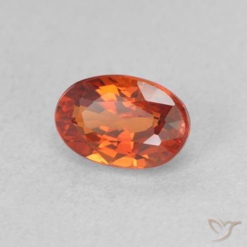 Safira laranja avermelhado Natural 0.84ct, oval, VVS-VS