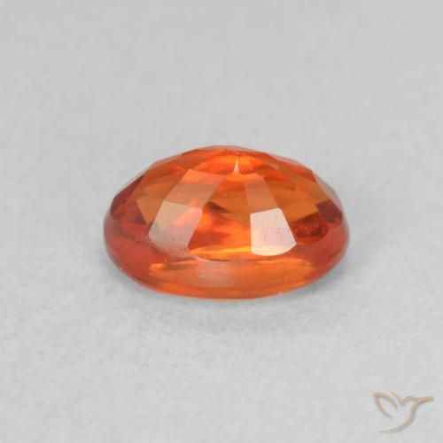 Safira laranja avermelhado Natural 0.84ct, oval, VVS-VS