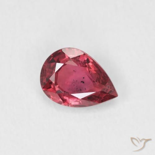Safira Vermelho roxo Natural 0.50ct, Formato de pêra, VS