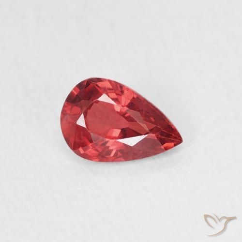Safira Vermelho escarlate Natural 0.42ct, Formato de pêra, VVS-VS