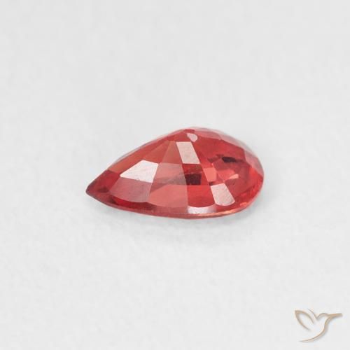 Safira Vermelho escarlate Natural 0.42ct, Formato de pêra, VVS-VS