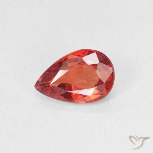 0.46ct Natural Vermelho Carmesim Brilhante Safira, Formato de pêra, VVS-VS