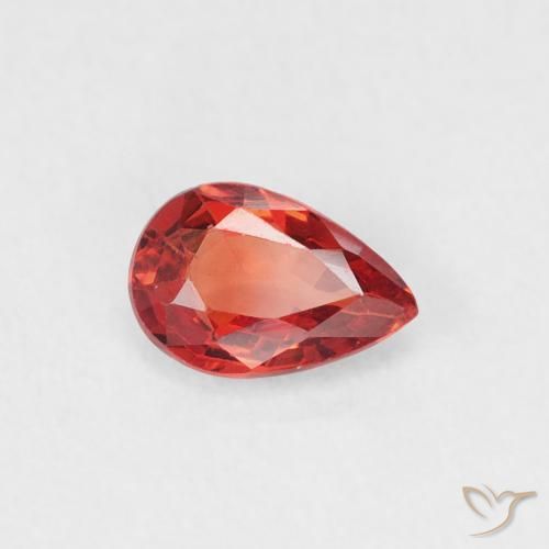 Safira Vermelho Carmesim Brilhante Natural 0.46ct, Formato de pêra, VVS-VS