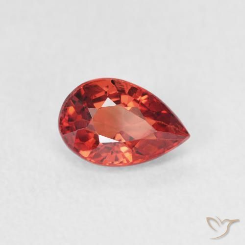 Safira vermelho médio Natural 0.64ct, Formato de pêra, VVS-VS