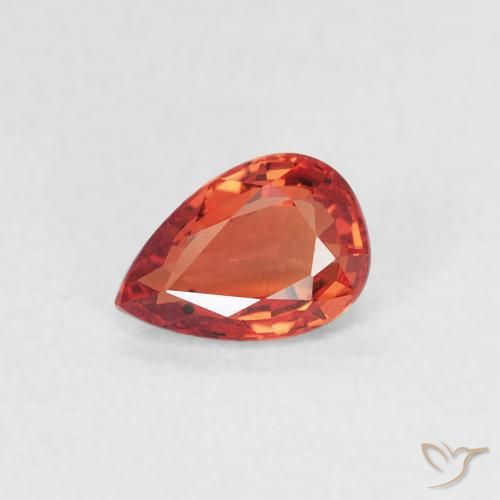 0.56ct Natural laranja avermelhado Safira, Formato de pêra, VVS-VS