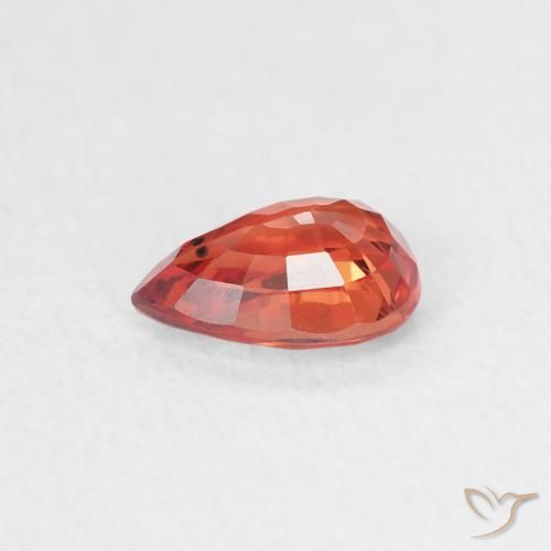 Safira laranja avermelhado Natural 0.56ct, Formato de pêra, VVS-VS