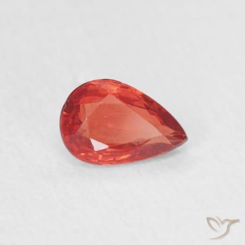 Safira vermelho médio Natural 0.44ct, Formato de pêra, VVS-VS