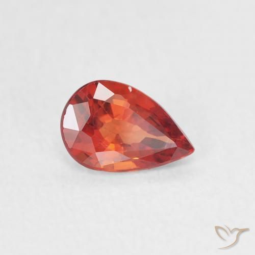Safira vermelho intenso Natural 0.51ct, Formato de pêra, VVS-VS