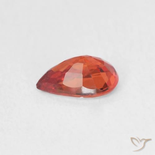 Safira vermelho intenso Natural 0.51ct, Formato de pêra, VVS-VS
