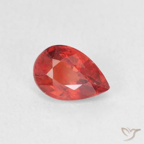 Safira Fogo vermelho Natural 0.68ct, Formato de pêra, VS