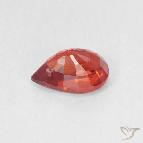 Safira Fogo vermelho Natural 0.68ct, Formato de pêra, VS