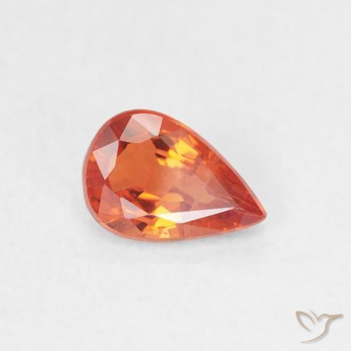 Safira vermelho médio Natural 0.58ct, Formato de pêra, VS