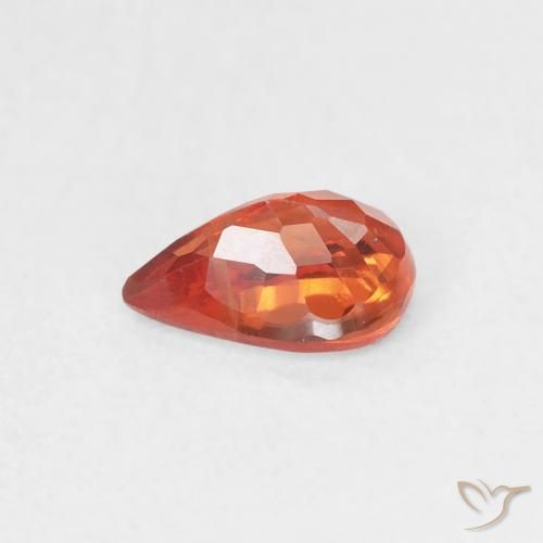 Safira vermelho médio Natural 0.58ct, Formato de pêra, VS