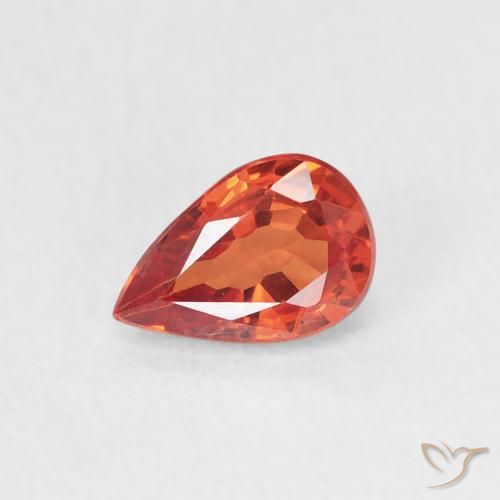 0.63ct Natural laranja quente Safira, Formato de pêra, VS