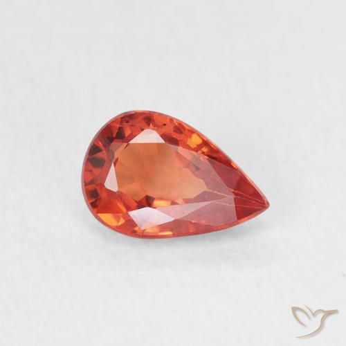 Safira laranja quente Natural 0.63ct, Formato de pêra, VS