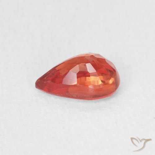 Safira laranja quente Natural 0.63ct, Formato de pêra, VS