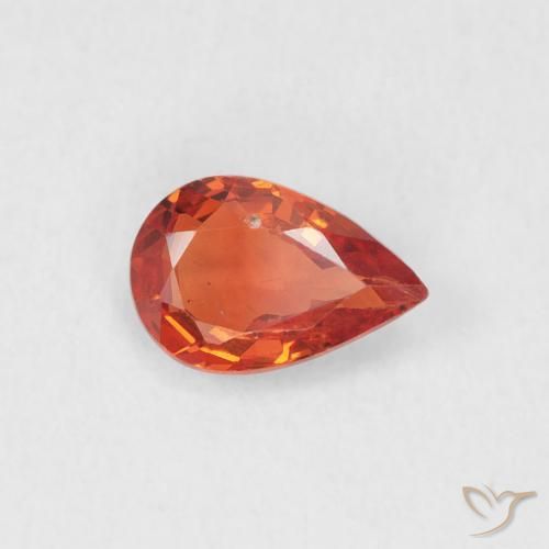 Safira Laranja Médio Natural 0.50ct, Formato de pêra, VS