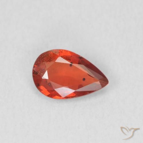 Safira vermelho médio Natural 0.42ct, Formato de pêra, VVS-VS